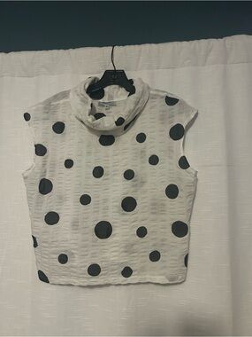 Sleeveless White Polka Dot Cowl Neck Tank Top by Hanna for La Journey size Small